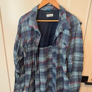 Columbia Navy and Red Plaid Shirt
